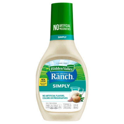 Hidden Valley Gluten Free Simply Ranch Classic Ranch Salad Dressing And Topping Bottle - 12 Oz