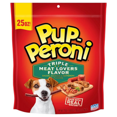 Pup-Peroni Dog Snacks Triple Meat Lovers Flavor Pouch - 25 Oz