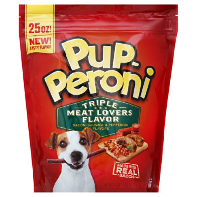 Pup-Peroni Dog Snacks Triple Meat Lovers Flavor Pouch - 25 Oz