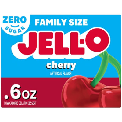 Jell-O Cherry Artificially Flavored Zero Sugar Low Calorie Gelatin Dessert Mix Family Size - 0.6 Oz - Image 1