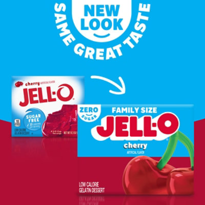 Jell-O Cherry Artificially Flavored Zero Sugar Low Calorie Gelatin Dessert Mix Family Size - 0.6 Oz - Image 2