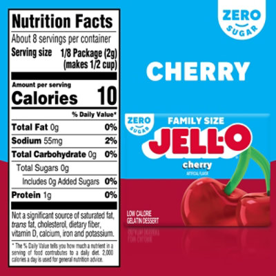 Jell-O Cherry Artificially Flavored Zero Sugar Low Calorie Gelatin Dessert Mix Family Size - 0.6 Oz - Image 6