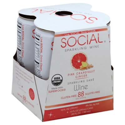 Social Pink Grapefruit Ginger Can Wine - 10 Fl. Oz. - Image 1