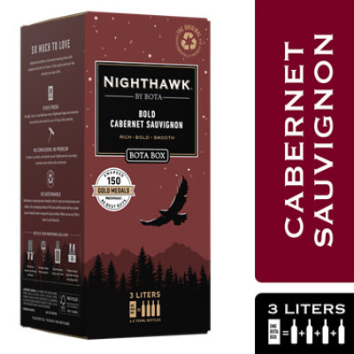 Bota Box Nighthawk Black Bold Cabernet Sauvignon Red Wine California - 3 Liter