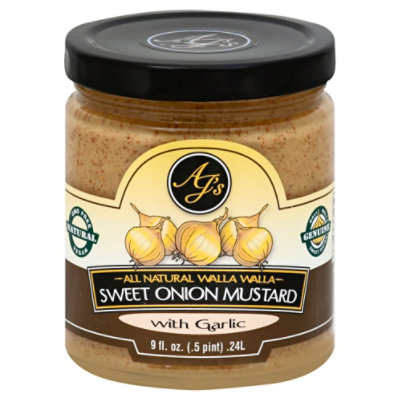 AJs Edible Sweet Onion Mustard Garlic - 9 Oz - Image 1