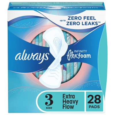 Always Infinity FlexFoam Pads Size 3 Extra Heavy Flow Flexi Wings Unscented - 28 Count - Image 1