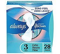 Always Infinity FlexFoam Pads Size 3 Extra Heavy Flow Flexi Wings Unscented - 28 Count
