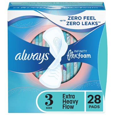 Always Infinity FlexFoam Pads Size 3 Extra Heavy Flow Flexi Wings Unscented - 28 Count