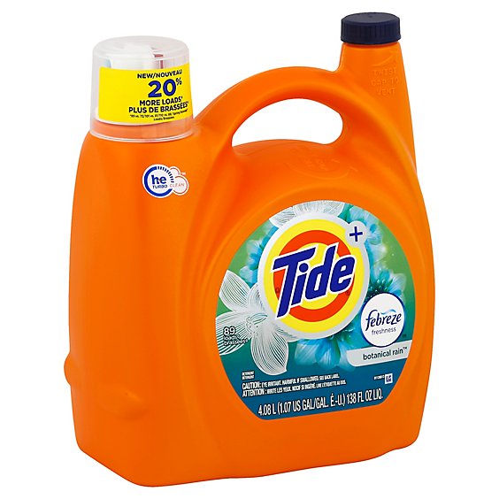 Tide Plus Detergent Liquid Febreze Freshness Botanical Rain HE Turbo Clean - 138 Fl. Oz.