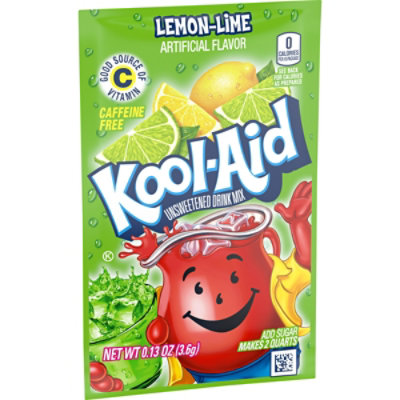 Kool-Aid Unsweetened Lemon Lime Artificially Flavored Powdered Soft Drink Mix Packet - 0.13 Oz - Image 3