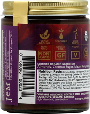 Jem Raw Macqui Super Berry Almonds Butter - 6 Oz - Image 3