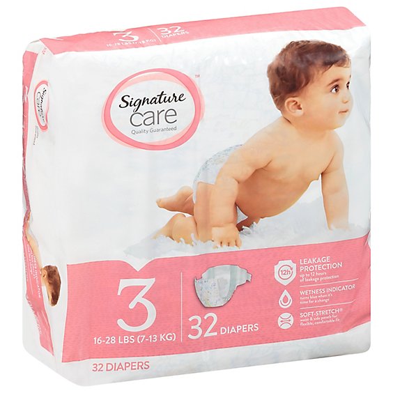 Signature Care Premium Baby Diapers Size 3 - 32 Count