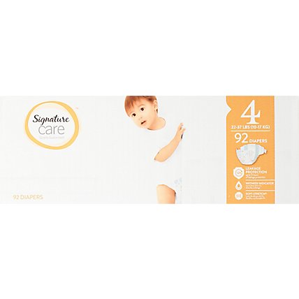 Signature Care Premium Baby Diapers Size 4 - 92 Count - Image 2
