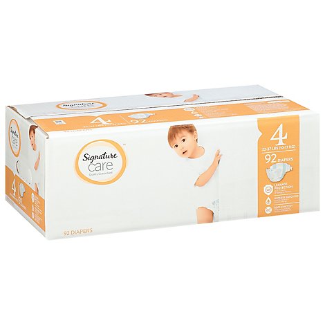 Signature Care Premium Baby Diapers Size 4 - 92 Count