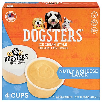 Dogsters Treat for Dogs Ice Cream Style Nutly Peanut Butter and Cheese Flavor - 4-3.5 Fl. Oz. - Image 1