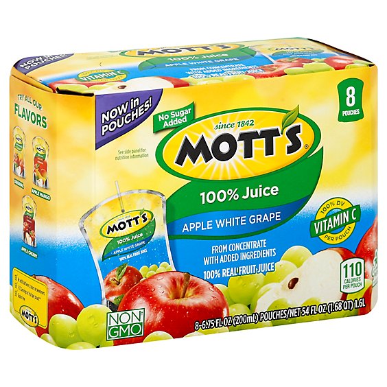 Motts Juice 100% Apple White Grape - 8-6.75 Fl. Oz.