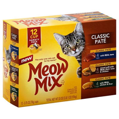 Meow Mix Cat Food Cups Classic Pate Variety Tuna Mixed Grill