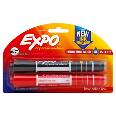Expo Ink Indicator Blk/Red Chisel - 2 Count