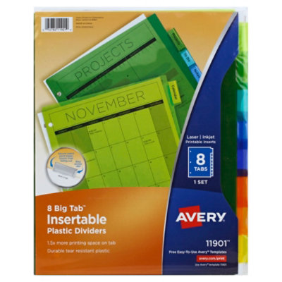 Avery Big Tab Divider 8 Tab - 1 Count