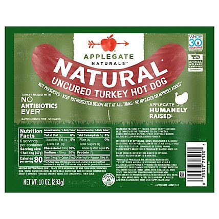 Applegate Natural Uncured Turkey Hot Dog - 10oz - Image 3