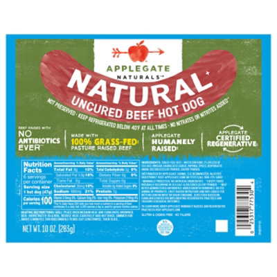 Applegate Natural Uncured Beef Hot Dog - 10oz - Image 1