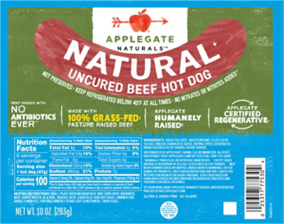 Applegate Natural Uncured Beef Hot Dog - 10oz - Image 2
