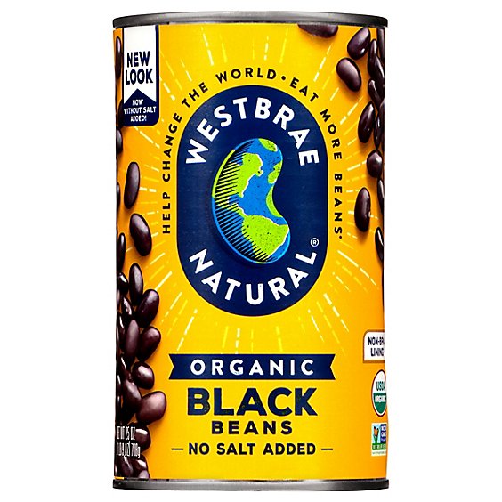 Westbrae Natural Organic Beans Black Low Sodium Can - 25 Oz
