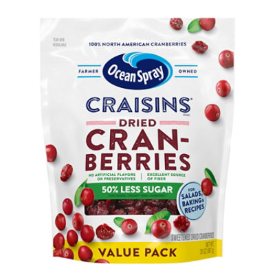 Ocean Spray Craisins Cranberries Dried Reduced Sugar 50% Less Resealable - 20 Oz - Image 1