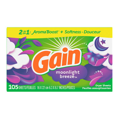 Gain Fabric Softener Moonlight Breeze Dryer Sheets - 105 Count