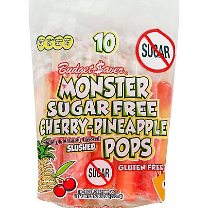Budget Saver Monster Pops Sugar Free Cherry Pineapple 10 Count - 30 Fl. Oz. - Image 2