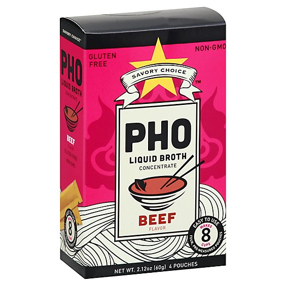 Savory Choice Broth Liquid Concentrate Authentic Pho Beef Flavor Pouches - 2.12 Oz