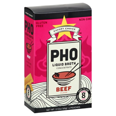 Savory Choice Broth Liquid Concentrate Authentic Pho Beef Flavor Pouches - 2.12 Oz