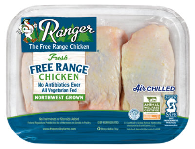 Ranger Chicken Thighs Bone In Air Chilled - 1.50 Lb - Image 1