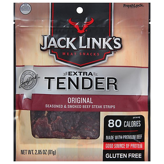 Jack Links Meat Snacks Beef Steak Strips Extra Tender Gluten Free Original - 2.85 Oz