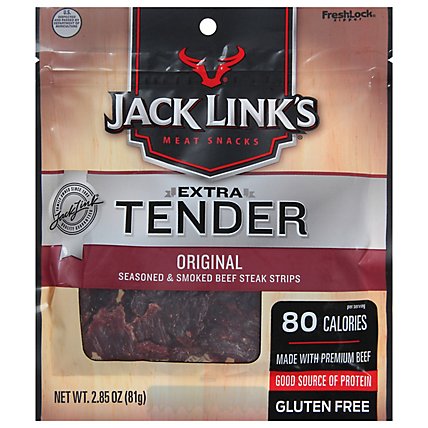 Jack Links Meat Snacks Beef Steak Strips Extra Tender Gluten Free Original - 2.85 Oz - Image 1