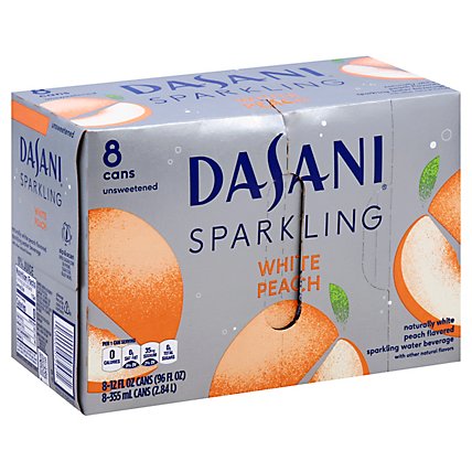 Dasani Water Sparkling Zero Calorie White Peach Flavored 8 Count - 12 Fl. Oz. - Image 1