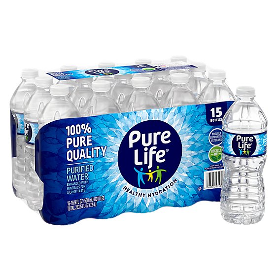 Nestle Pure Life No Flavor Purified Water In Bottles - 15-16.9 Oz