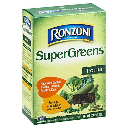 Ronzoni Super Greens Pasta Rotini Box - 12 Oz - Image 1