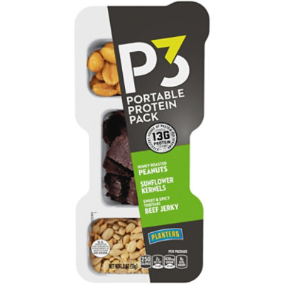 P3 Portable Protein 1pk Hny Rsted Pnt Swt & Spcy Tryki Jrky Snflwr Kernel - 1.8 Oz - Image 3