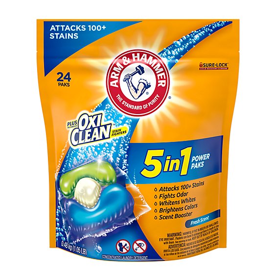 ARM & HAMMER Plus Oxiclean 5 In 1 Power Paks - 24 Count