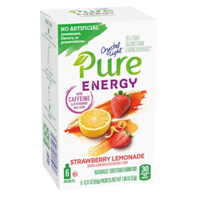 Crystal Light Pure Energy Strawberry Lemonade Naturally Flavored Powdered Drink Mix - 6 Count - Image 3