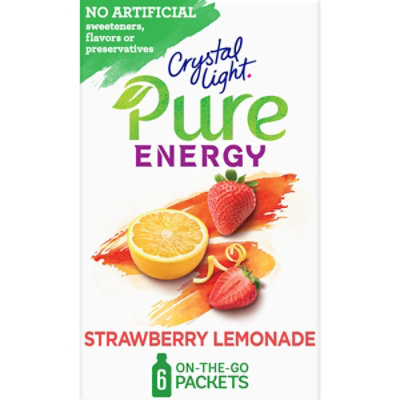 Crystal Light Pure Energy Strawberry Lemonade Naturally Flavored Powdered Drink Mix - 6 Count - Image 1