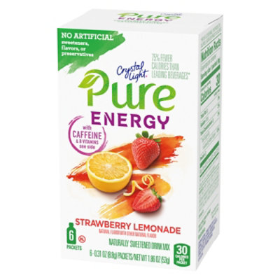 Crystal Light Pure Energy Strawberry Lemonade Naturally Flavored Powdered Drink Mix - 6 Count - Image 4