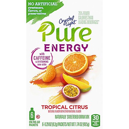 Crystal Light Pure Energy Tropical Citrus Powdered Drink Mix On the Go Packets - 6 Count - Image 2