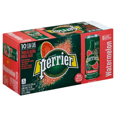Perrier Watermelon Flavored Carbonated Mineral Water Slim Cans - 10-8.45 Fl. Oz.