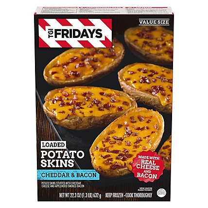 TGI Fridays Loaded Cheddar & Bacon Potato Skins Value Size Frozen Snacks Box - 22.3 Oz - Image 2