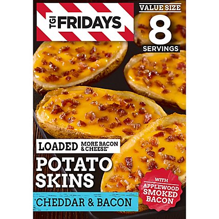 TGI Fridays Loaded Cheddar & Bacon Potato Skins Value Size Frozen Snacks Box - 22.3 Oz - Image 3