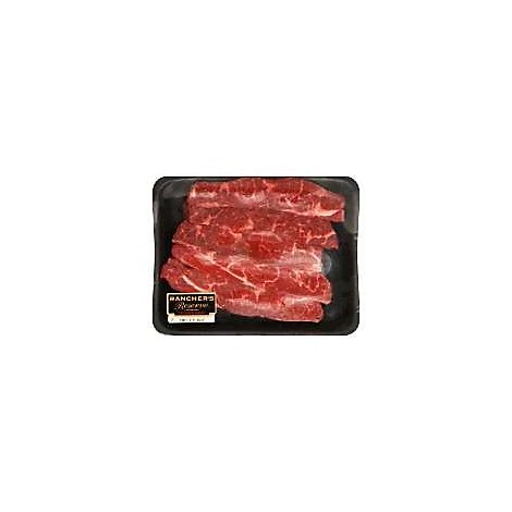 Meat Service Counter Beef Chuck Flanken Style Ribs Marinated Contains 7% Solution - 2.50 LB