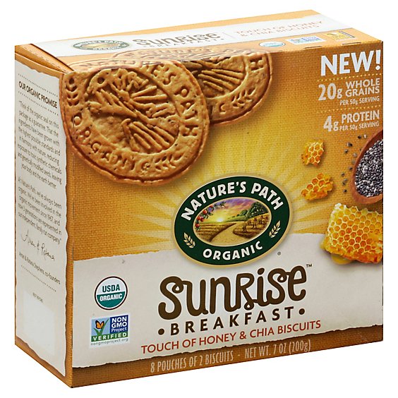 Natures Path Organic Breakfast Biscuits Touch of Honey & Chia - 7 Oz