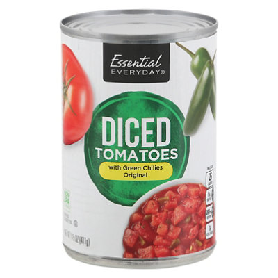 Essential Everyday Tomatoes Diced With Green Chiles Medium 14.5 Oz